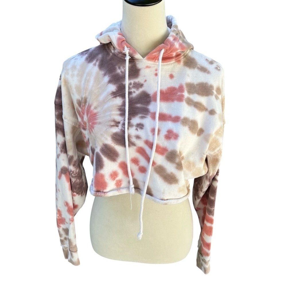 Aeropostale Small Tie Dye Hoodie Cropped Brown Pink